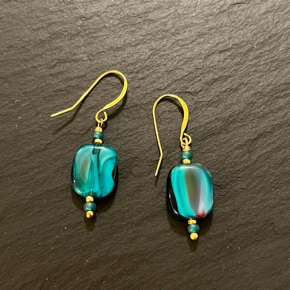 Handmade Sea Glass French Hook Drop Earrings